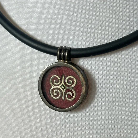 925 Mexican Silver Humility Symbol Cross Dwennimmen Adinkra Pendant Ghana Fabric - Picture 3 of 6